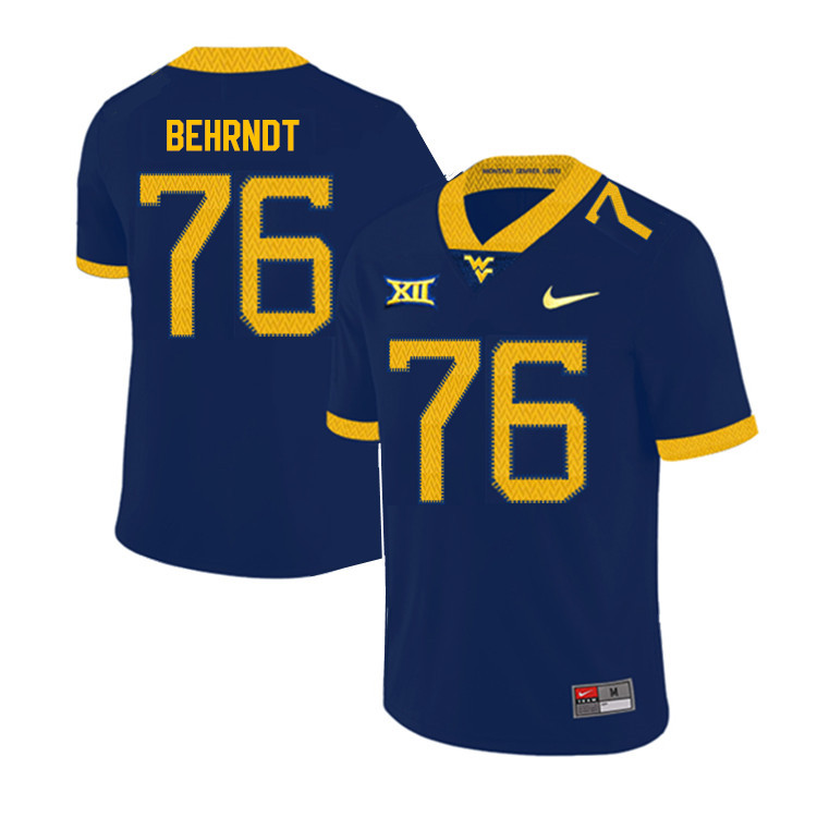 2019 Men #76 Chase Behrndt West Virginia Mountaineers College Football Jerseys Sale-Navy - Click Image to Close